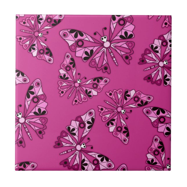 Sömlösa tecknader abstrakt buttefly mönster pi kakelplatta (Framsidan)