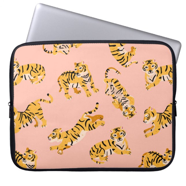 Sömlösa tigrar mönster laptop fodral (Framsidan)