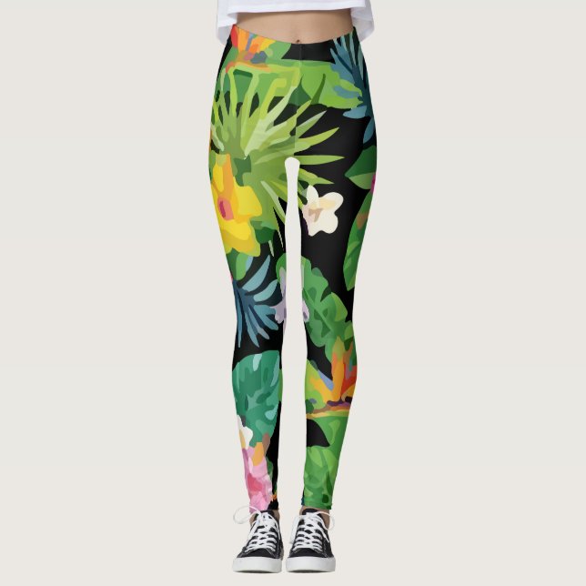 Sömlösa tropiska ananas Mönster Handflatan Leggings (Framsida)