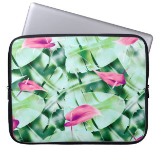 Sömlösa tropiska löv mönster, bakgrund, retroaktiv laptop fodral
