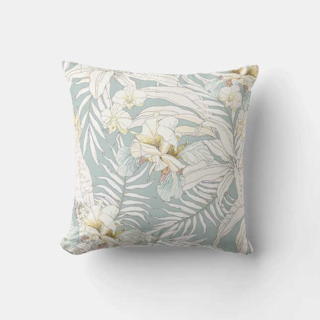 Sömlösa tropiska mönster med blommor Orchid, Fl Kudde (Framsida)
