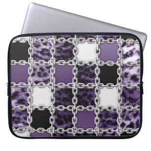 Sömlösa ultravioletta leopard och silver-patt laptop fodral
