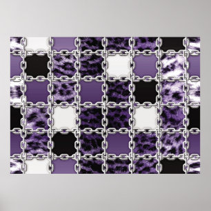 Sömlösa ultravioletta leopard och silver-patt poster