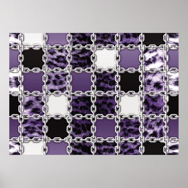 Sömlösa ultravioletta leopard och silver-patt poster (Framsidan)