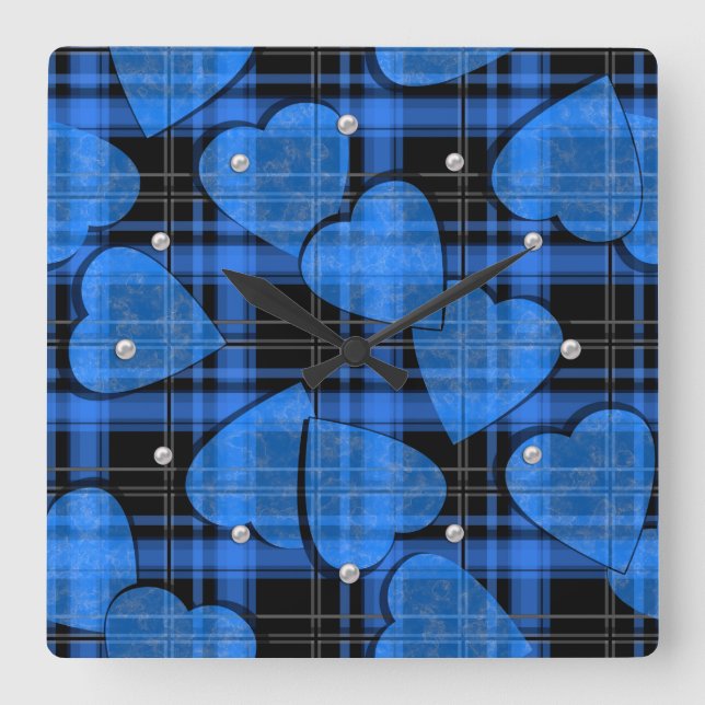 Sömlösa Valentines day-marinhjärtan med kontroller Fyrkantig Klocka (Framsida)