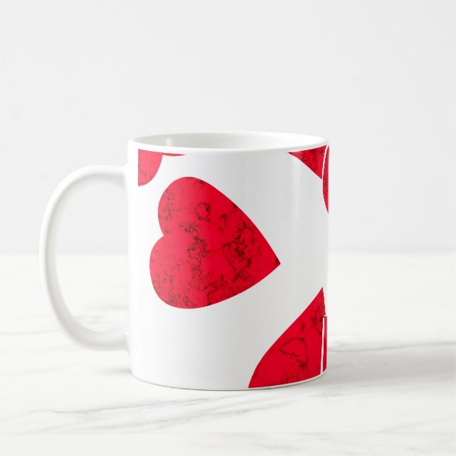 Sömlösa Valentines day-röda hjärtan, vita mönster  Kaffemugg (Vänster)