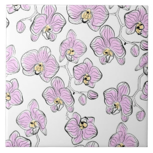Sömlösa vattenfärgad orkidae Phalaenopsis Kakelplatta