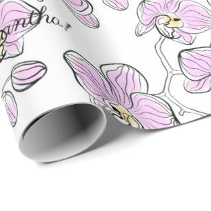 Sömlösa vattenfärgad orkidae Phalaenopsis Presentpapper