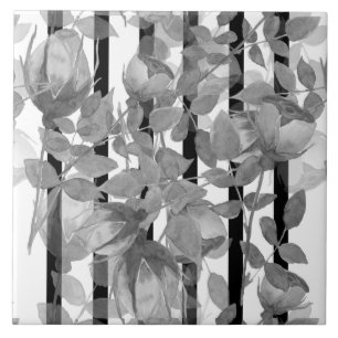 Sömlösa vattenfärger blommor grått ro blommigt rom kakelplatta