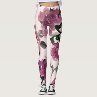 Sömlösa vattenfärger Blommor Illustration Mönster Leggings