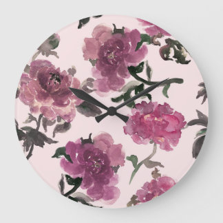 Sömlösa vattenfärger Blommor Illustration Mönster Stor Klocka