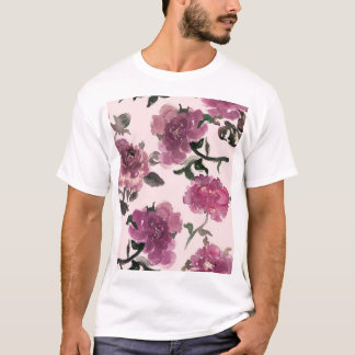 Sömlösa vattenfärger Blommor Illustration Mönster T Shirt