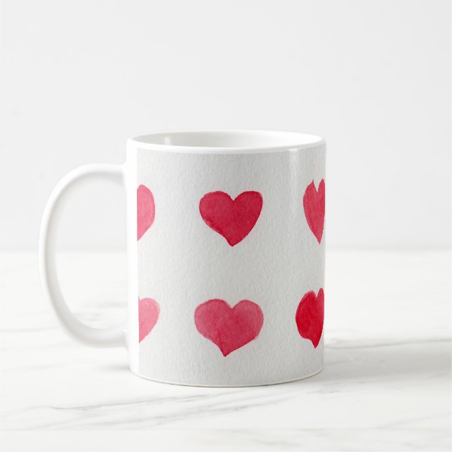 Sömlösa vattenfärgshjärtan: romantisk mönster-desi kaffemugg (Vänster)