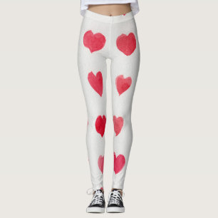 Sömlösa vattenfärgshjärtan: romantisk mönster-desi leggings