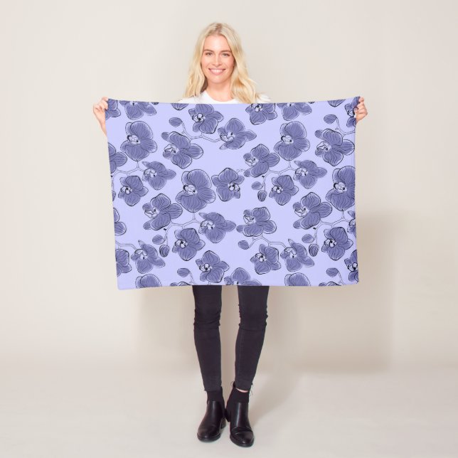 Sömlösa vattenfärgsorchider Phalaenopsis Blb Fleecefilt (På plats)