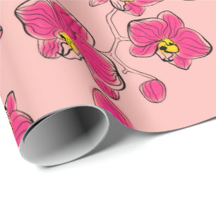 Sömlösa vattenfärgsorchider Phalaenopsis Blb Presentpapper