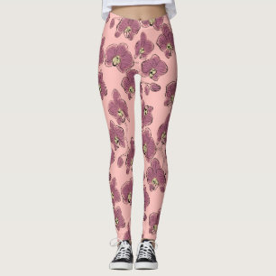 Sömlösa vattenfärgsorkidor phalaenopsis blomma leggings