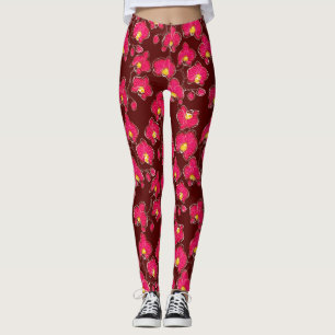 Sömlösa vattenfärgsorkidor phalaenopsis blomma leggings