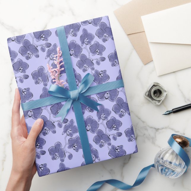 Sömlösa vattenfärgsorkidor phalaenopsis blommor presentpapper (Gifting)