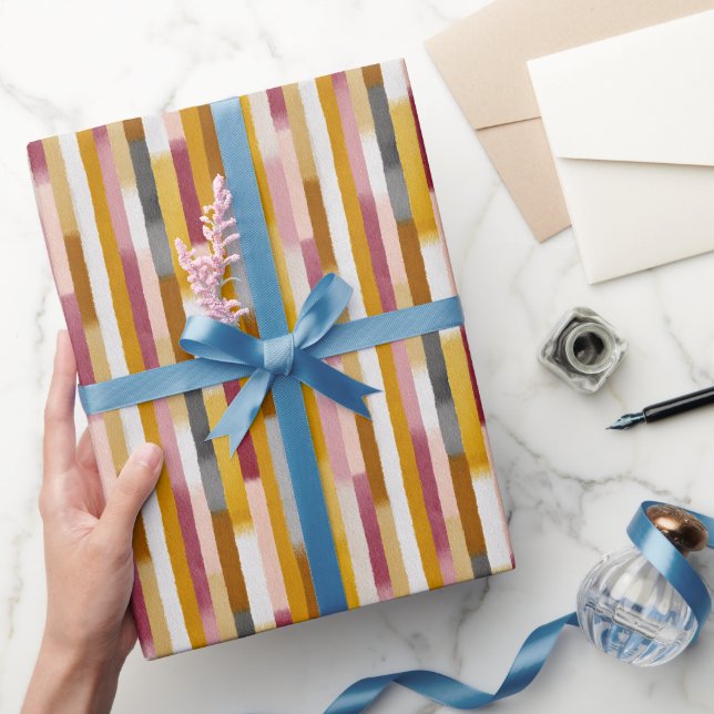 Sömlösa vertikala akvarellränder presentpapper (Gifting)