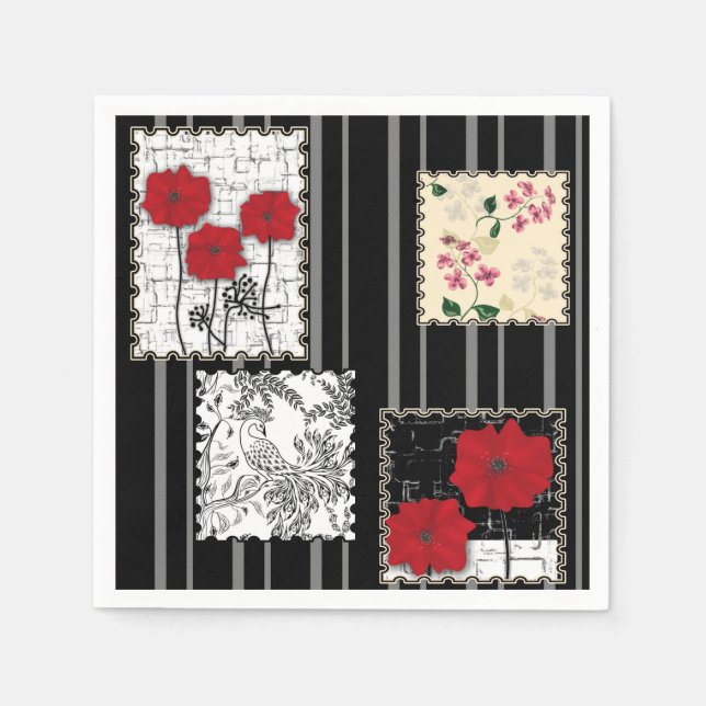 Sömlösa vintage-lappar pappersservett (Framsidan)