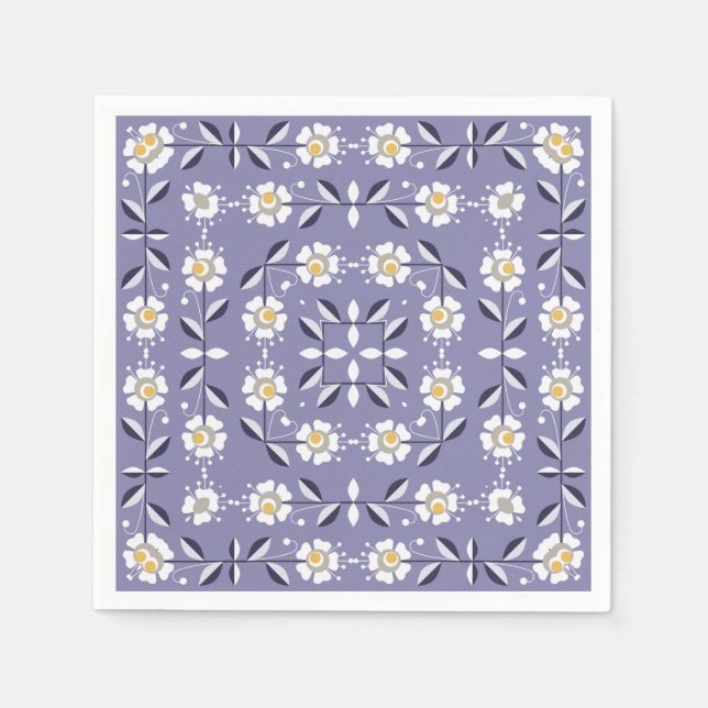Sömlösa, violetta blommor pastel bl.a. pappersservett (Framsidan)