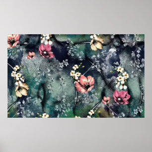 sömlöst abstrakt blommönster på blandad bakgrund poster