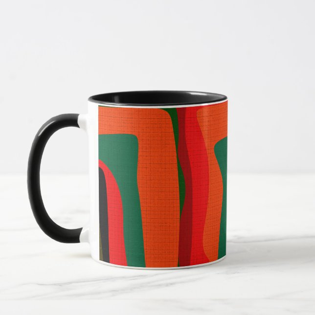 Sömlöst abstrakt modern retro färgmönster oranga mugg (Vänster)