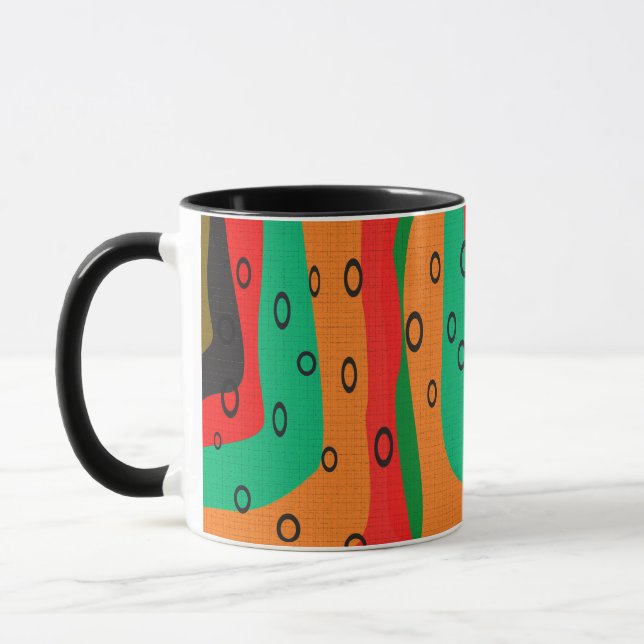 Sömlöst abstrakt modern retro färgmönster oranga mugg (Vänster)