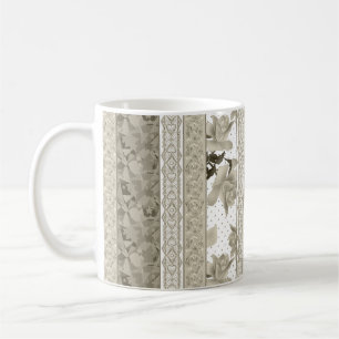 Sömlöst abstrakt spets retro vintage beige rosor f kaffemugg