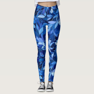 Sömlöst blått Blommönster Leggings