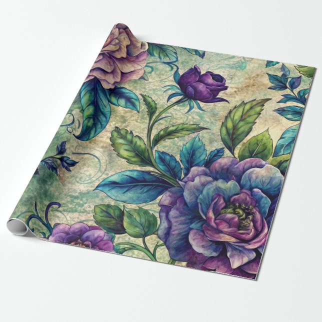 Sömlöst blommigt mönster Möbler Dekoupagepapper Presentpapper (Utrullad)