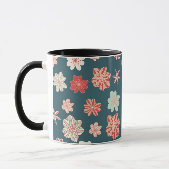 Sömlöst blommigt mönster  mugg (Vänster)