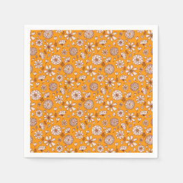 Sömlöst blommigt mönster orange pappersservett