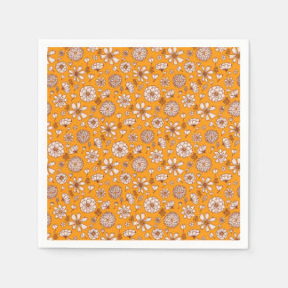 Sömlöst blommigt mönster orange pappersservett