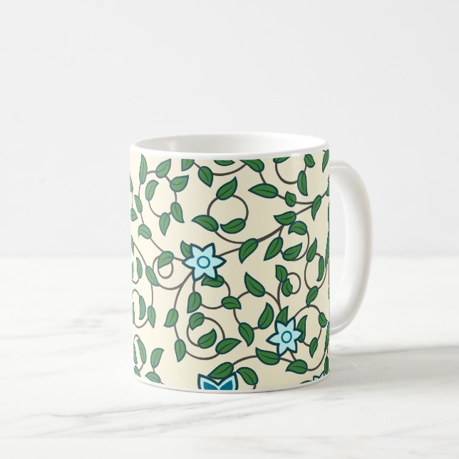 Sömlöst blommigt mönster på beige bakgrund kaffemugg (Framsida höger)