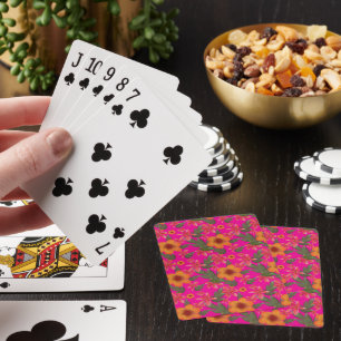 Sömlöst blommigt mönster Röda blommor Söt botanik Casinokort