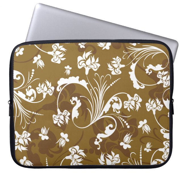 Sömlöst blommönster, abstrakt, konst,bakgrund,b laptop fodral (Framsidan)