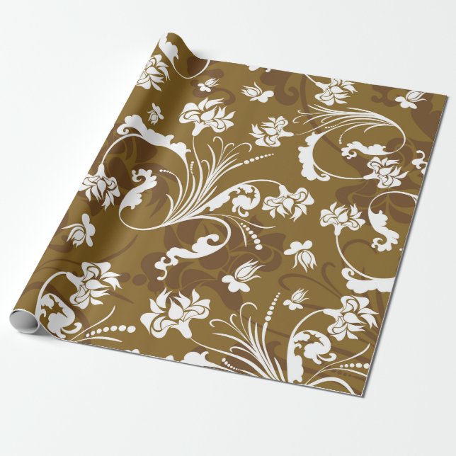 Sömlöst blommönster. abstrakt,konst,bakgrund,b presentpapper (Utrullad)