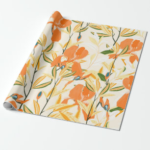 Sömlöst blommönster. Arrangemang orange iris f Presentpapper
