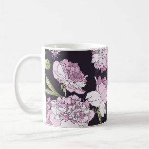 Sömlöst blommönster - en bukett av peonier. vara kaffemugg