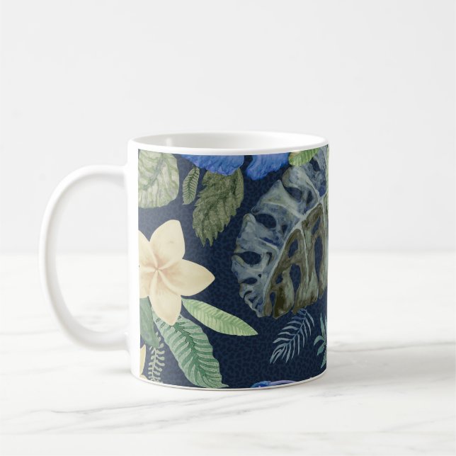 Sömlöst blommönster från handmålat vattenkol kaffemugg (Vänster)