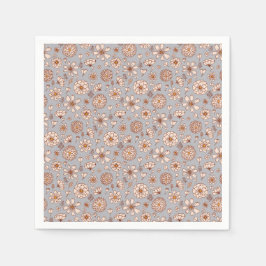 Sömlöst Blommönster grått Pappersservett