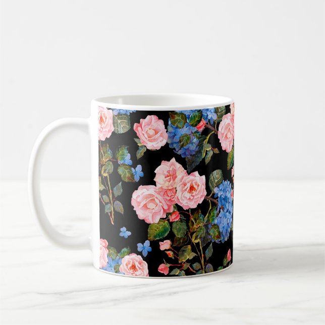 Sömlöst blommönster i segrare stil. Bouque Kaffemugg (Vänster)