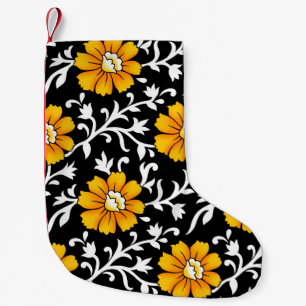 Sömlöst Blommönster med Black Background,b Liten Julstrumpa