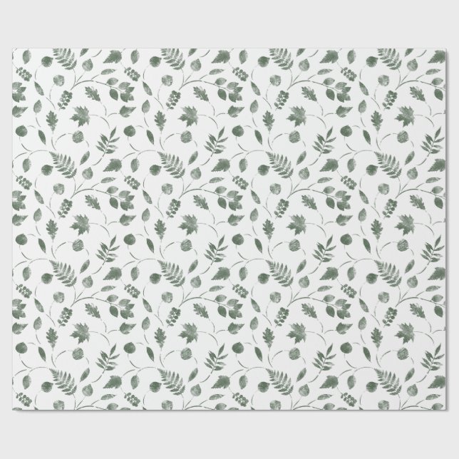 sömlöst blommönster med blad presentpapper (Platt)