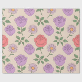Sömlöst Blommönster med färglöst Ro Presentpapper