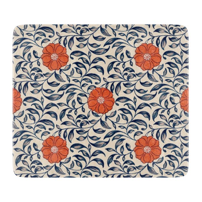 Sömlöst blommönster med livfulla orange blommor (Framsidan)