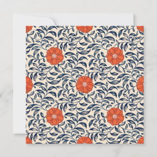Sömlöst blommönster med livfulla orange blommor tack kort