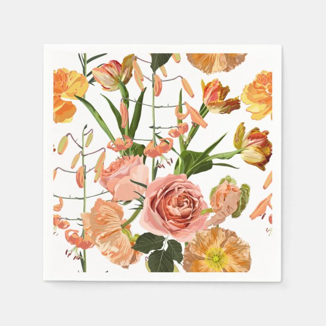 Sömlöst blommönster med orange blommor. pappersservett (Framsidan)